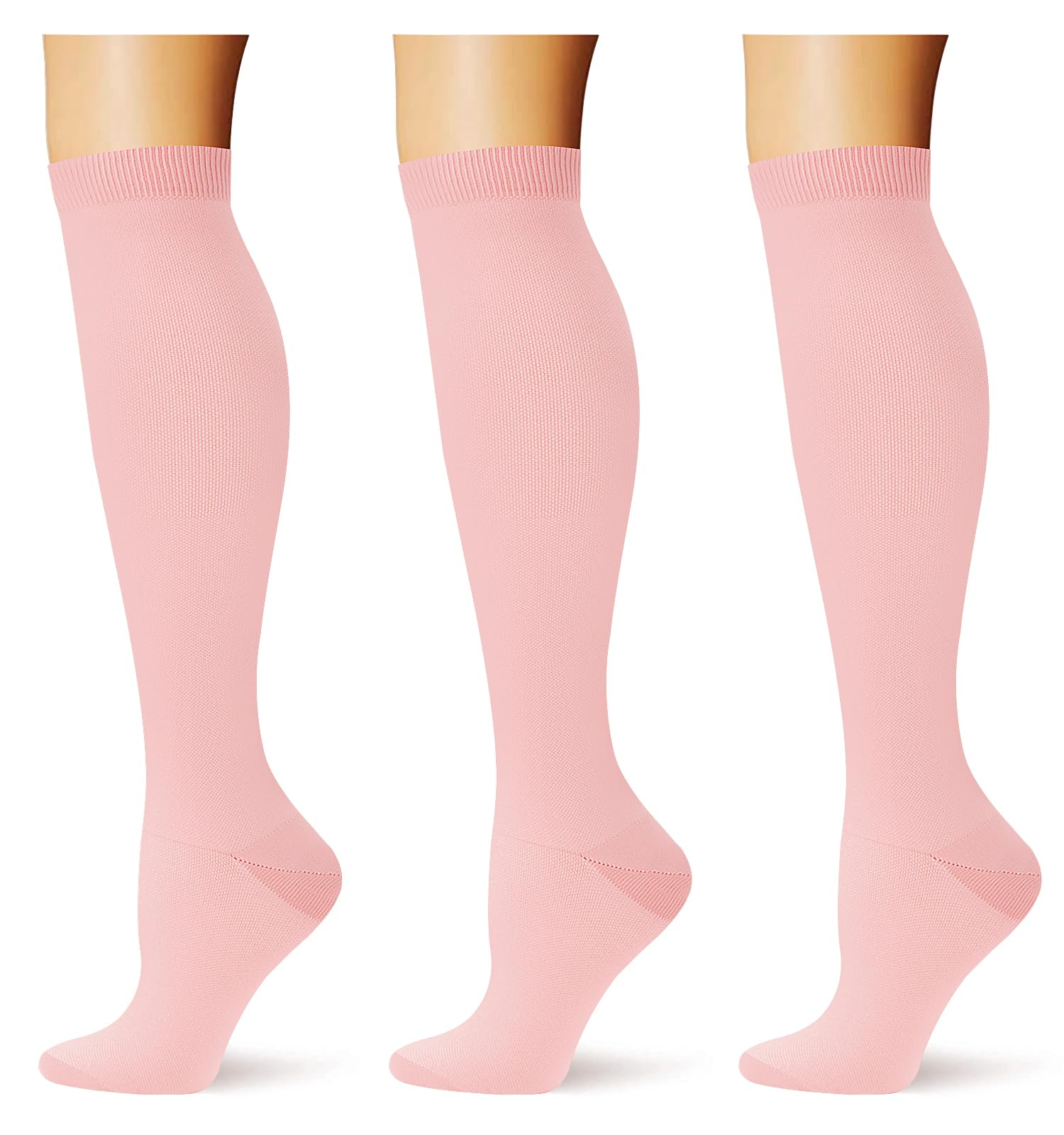 (3 pairs) Compression Socks 20-30 mmHg Long Knee High Socks for Women Men Support Athletic Travel Daily Wear