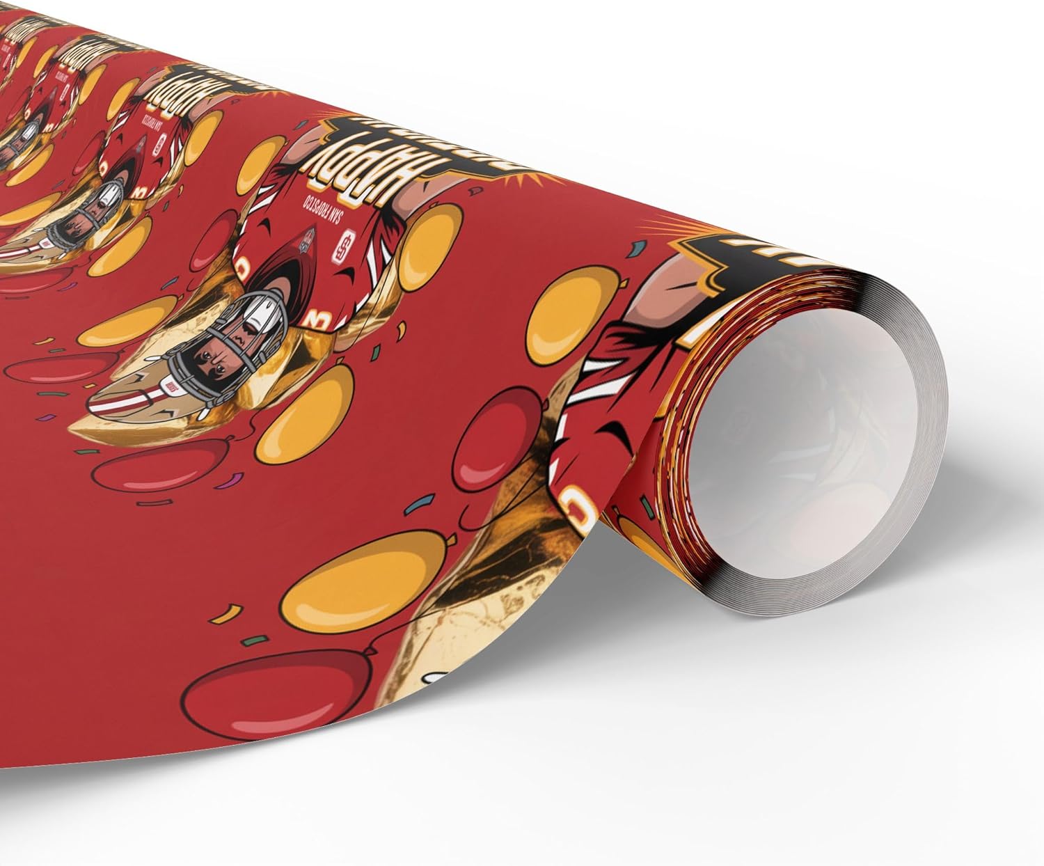 San Francisco Football Happy Birthday Ultra Thick Sports Gift Wrapping Paper, Holiday Present Wrap, Christmas Gift Wrap