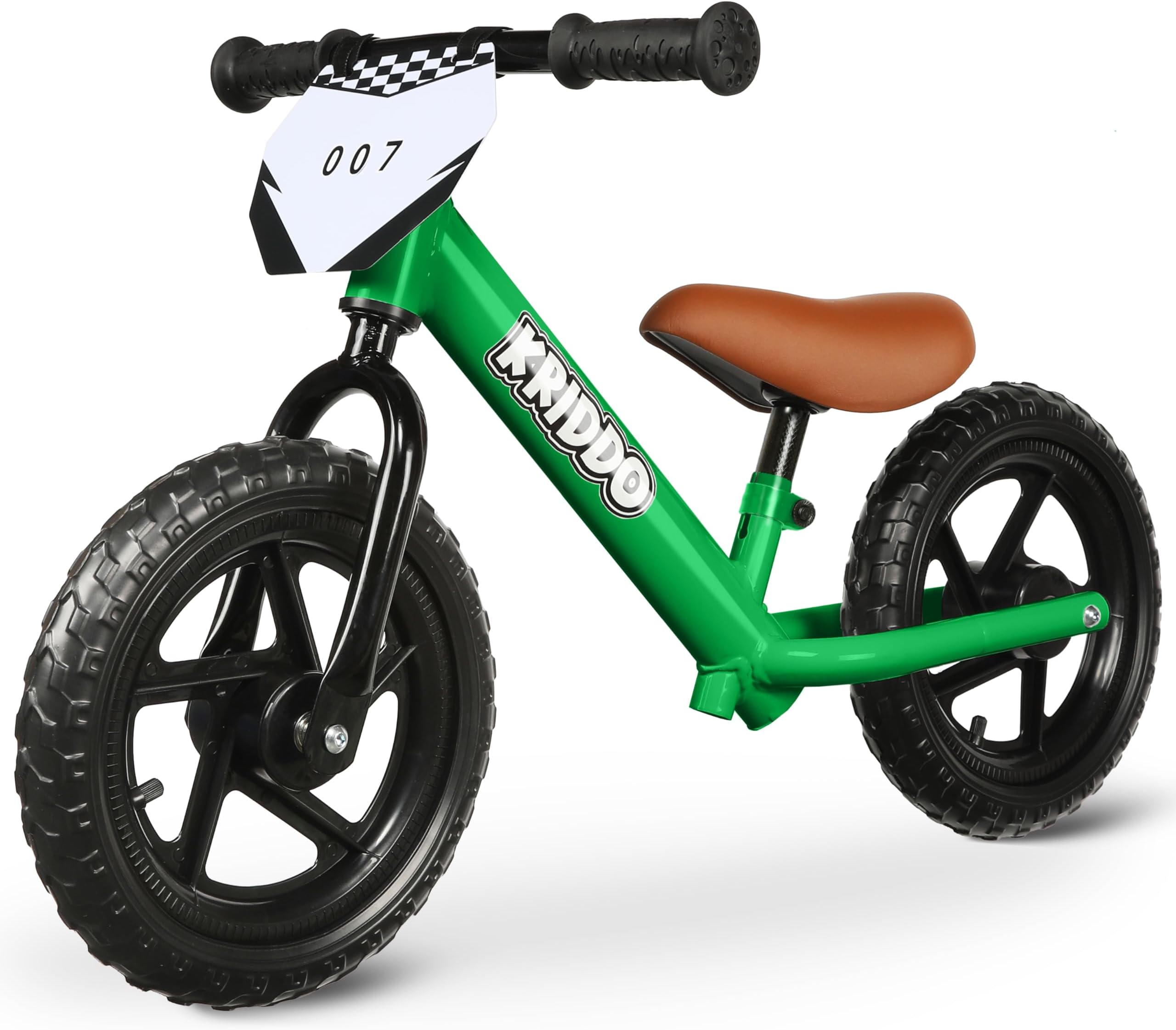 Toddler Balance Bike 2 Year Old, Age 18 Months to 5 Years Old, 12 Inch Push Bicycle with Customize Plate (3 Sets of Stickers Included), Gift Bike for 2-3 Boys Girls, Green