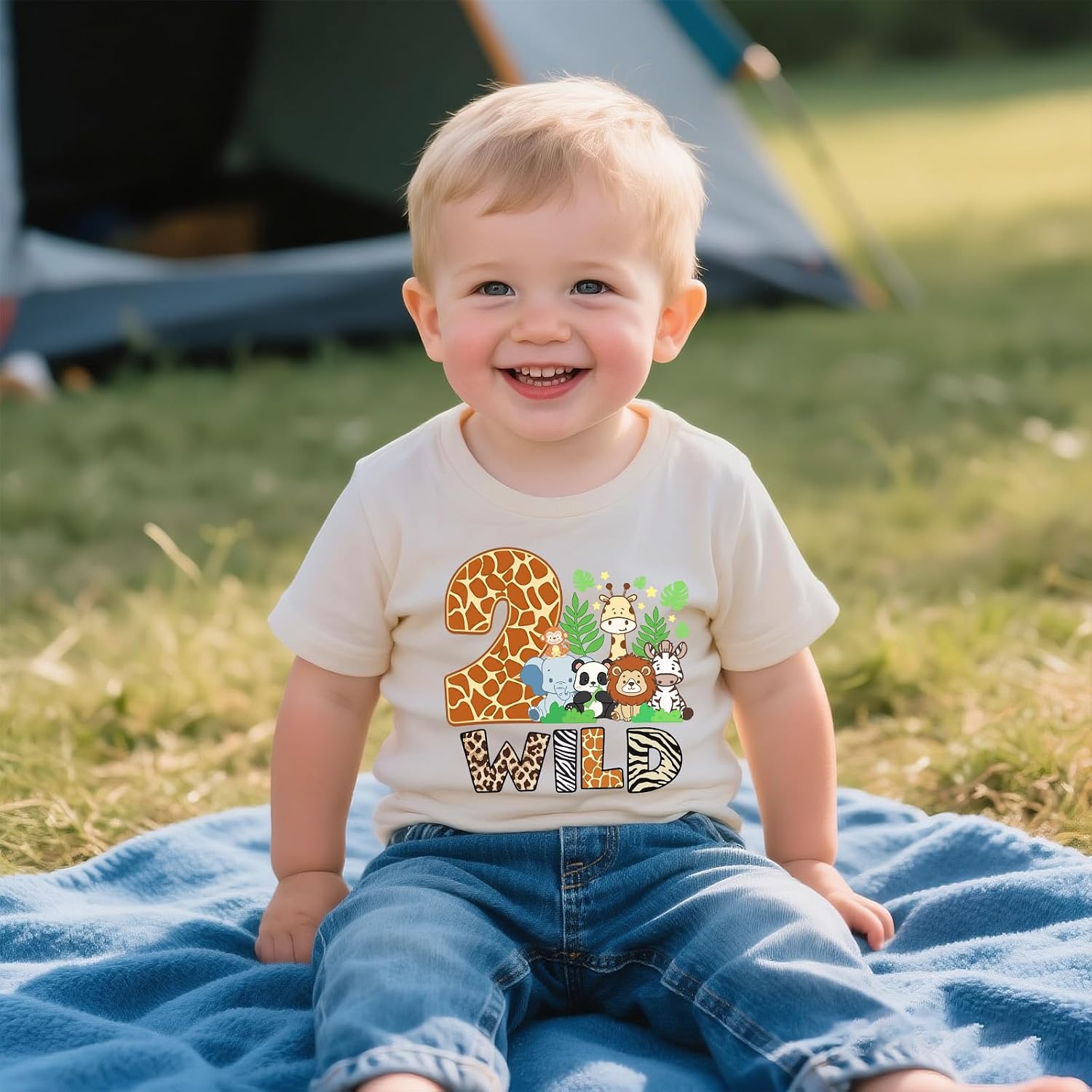 Toddler Boys Girls Birthday T-Shirt Wild One/Two/Three/Four Shirt Jungle Animal Tees