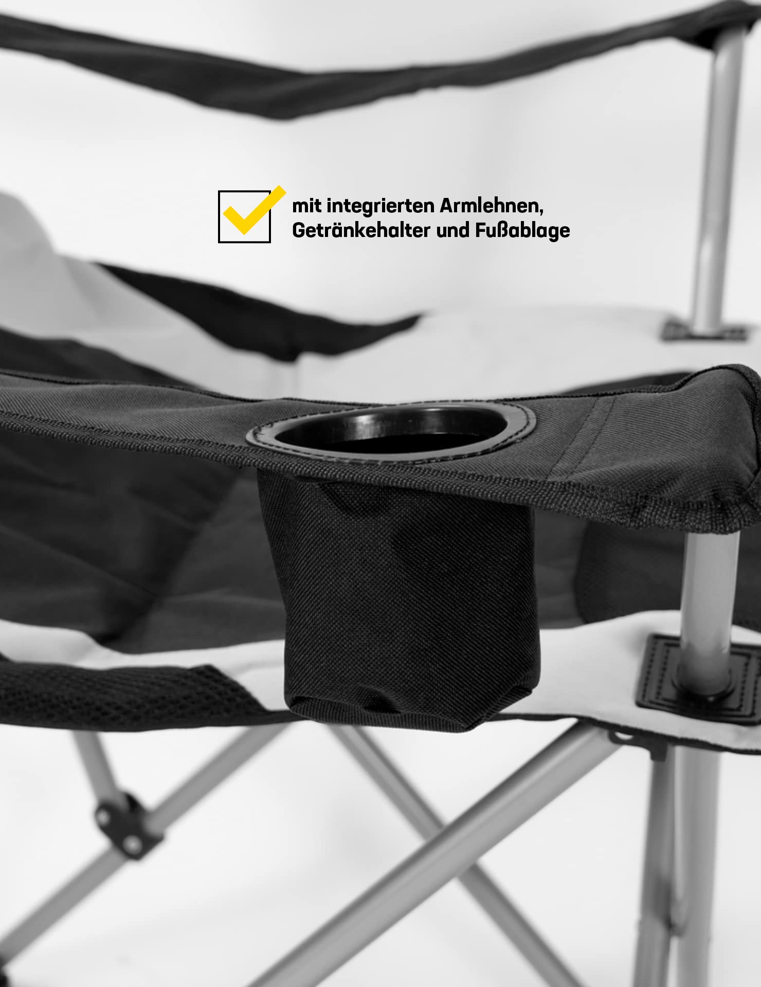 Kirkjubøur® Asgard wyściełane krzesło kempingowe z uchwytem na napoje, podnóżkiem, podłokietnikami i torbą do przenoszenia, odporne na zabrudzenia i działanie wody, wymiary (wys. x szer. x gł.): 95 x 60 x 50 cm, maks. obciążenie: 120 kg (zielone)