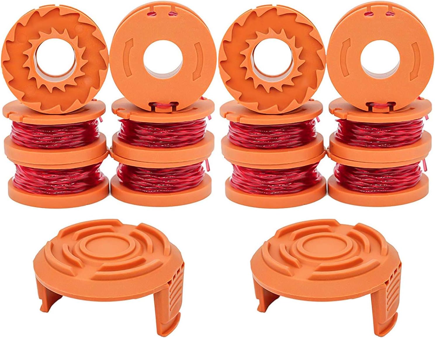 prime&swiftprime&swift WA0010 Trimmers Spool Line 10ft 0.065 ",Replacement fit for Worx Trimmer/Edger Weed Eater WG180 WG163,with WA6531 Spool Cap Covers (12 Line Spools+2 Cap)