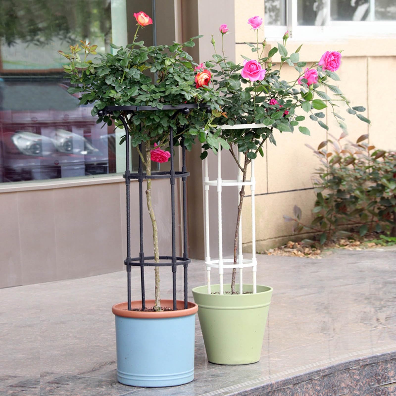 Treille de Jardin Vertical pour Plantes Grimpantes - 210 cm - Support en Métal Inoxydable pour Glycines, Roses & Vignes - Support Floral Extérieur Durable avec Parasol (Noir)