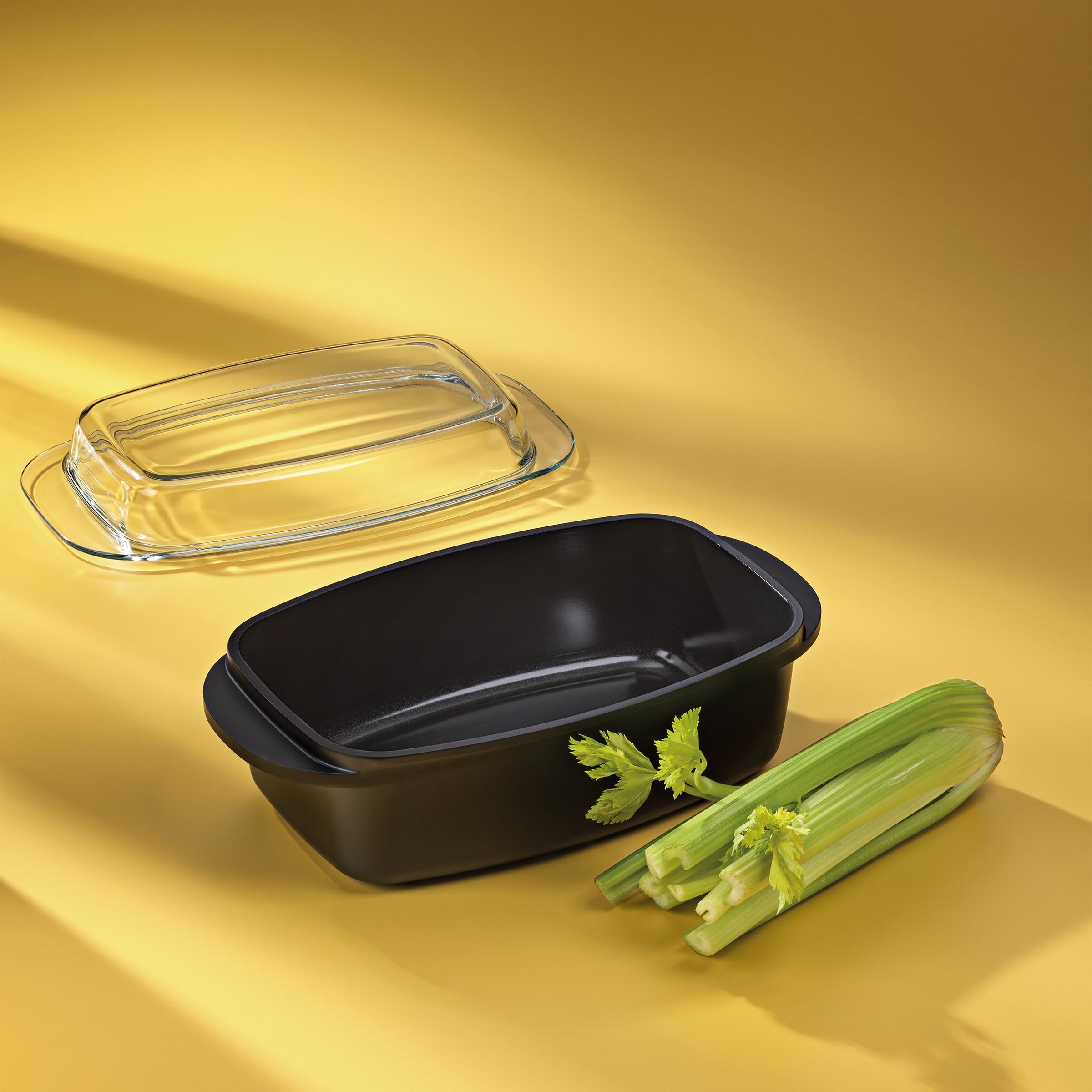 kela tegame con coperchio 4,5 litri ATURA, tegame rettangolare adatto all'induzione, pentola adatta al forno, alluminio pressofuso con rivestimento ceramico, senza PFAS