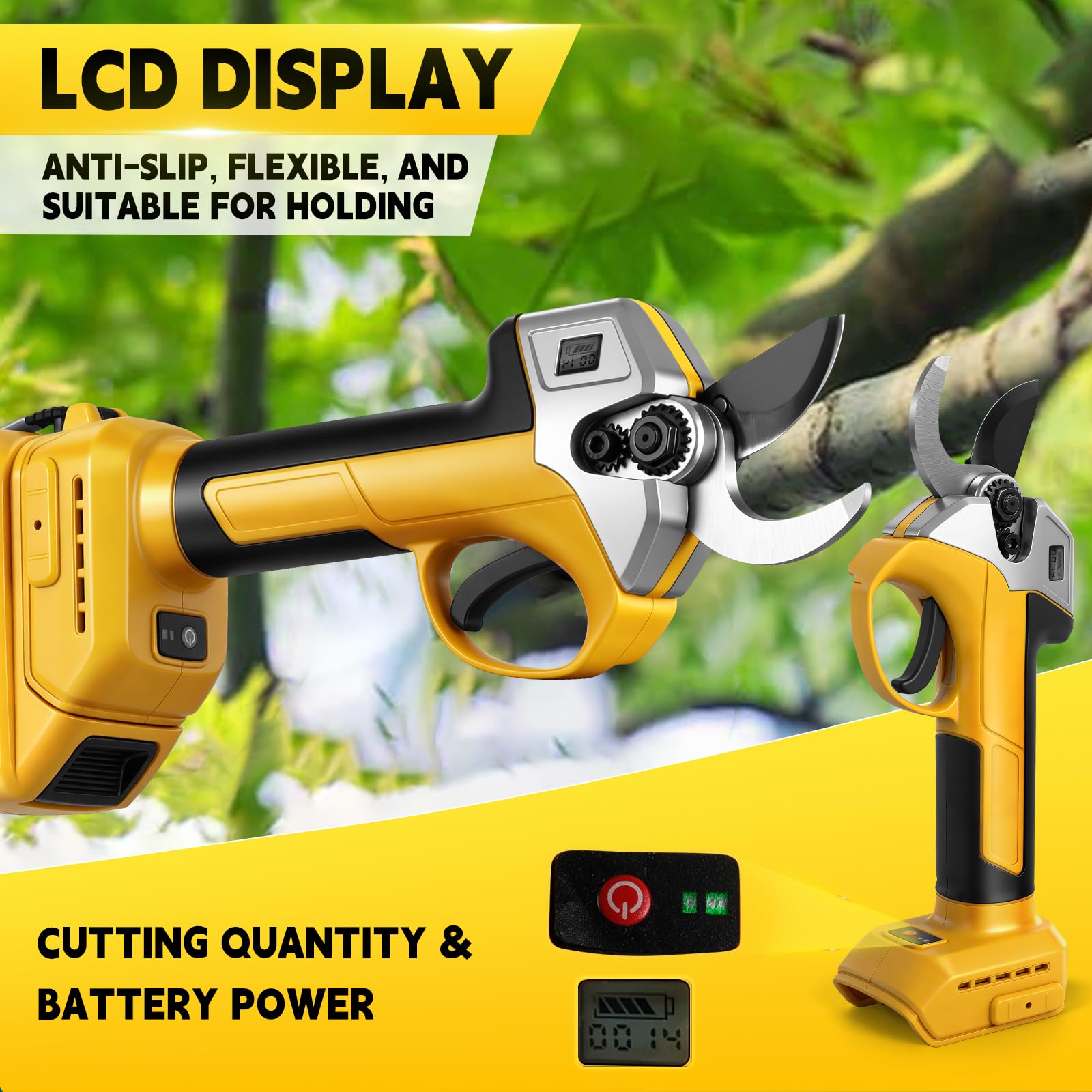 Forbici Elettriche da Potatura a Batteria 45 mm con Asta Telescopica da 2 Metri Compatibile con Dewalt 20v 18 V (senza batterie), Cesoie Elettriche da Potatura, Cesoie a batteria, Forbici da Potatura