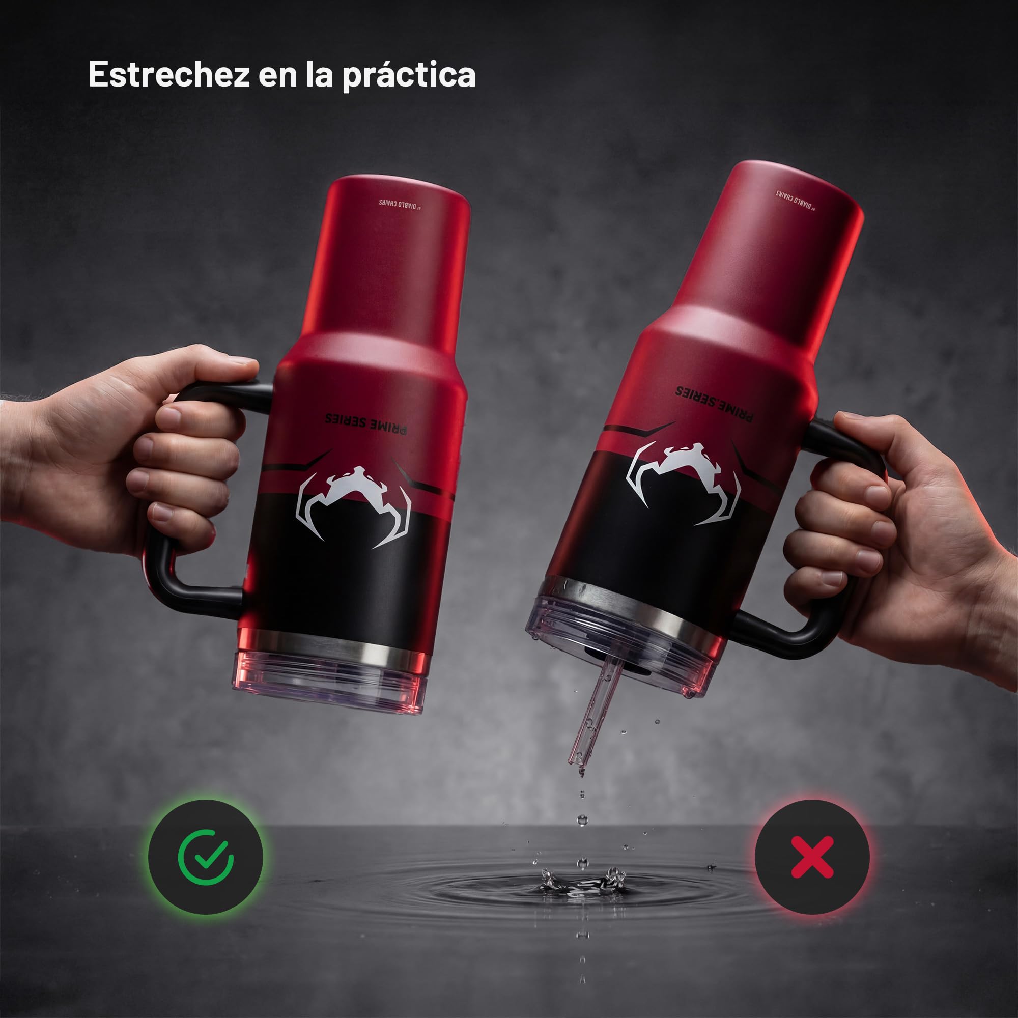 Diablo vaso térmico grande 1200 ml acero inoxidable con asa y pajita reutilizable tapa 3 en 1 vaso isotérmico portátil mantiene frío y caliente para café coche viaje oficina hermético