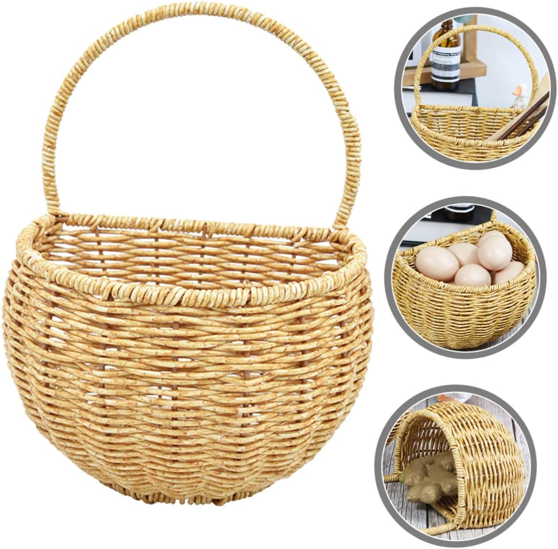Handwoven Wall-mounted Hanging Storage Basket for Fruits Vegetables Kitchen Decor Practical Large Woven Fruit Hammock Organizer for Home and Garden