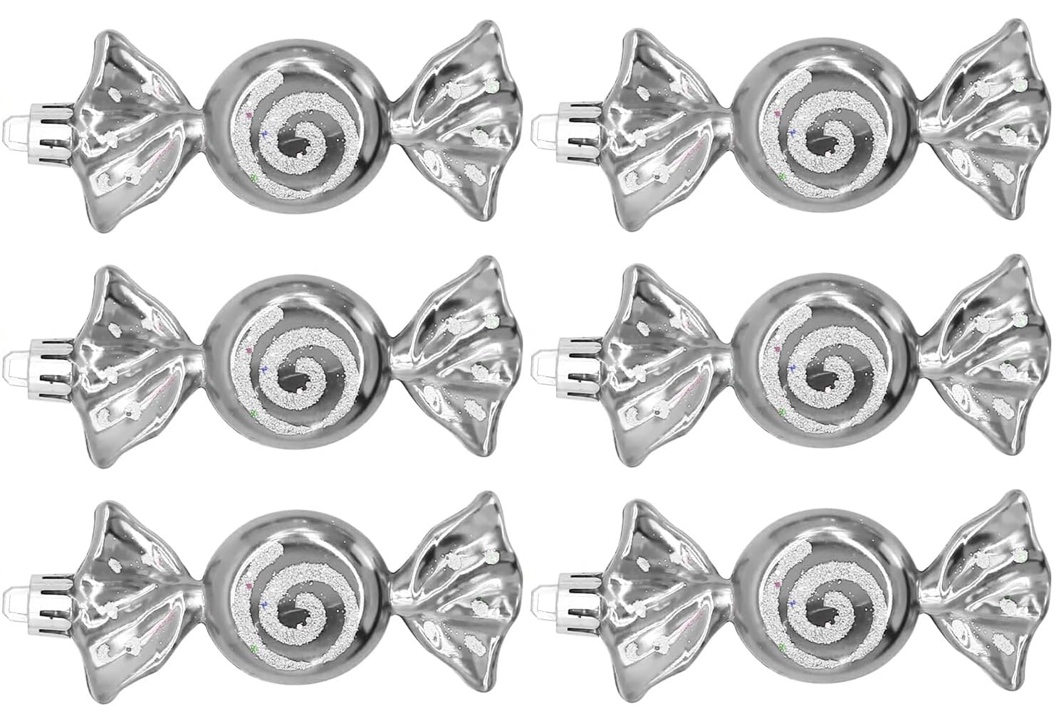 UKDeals Direct® Christmas Candy Decoration Candy Props Christmas Tree Hanging Ornament Candy Baubles 6pcs (Silver) - Image 2
