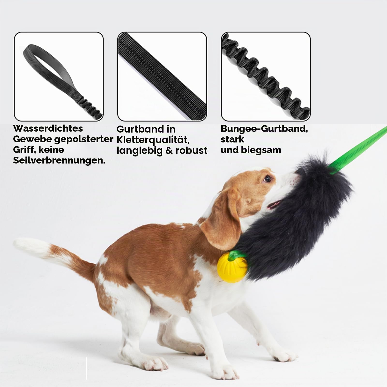 HOWGO Bungee-Chaser-Spielzeug für Hunde, 100% Schaffell, Bungee-Chaser-Spielzeug, Seil-Fogy, Zerrspielzeug für alle Rassen