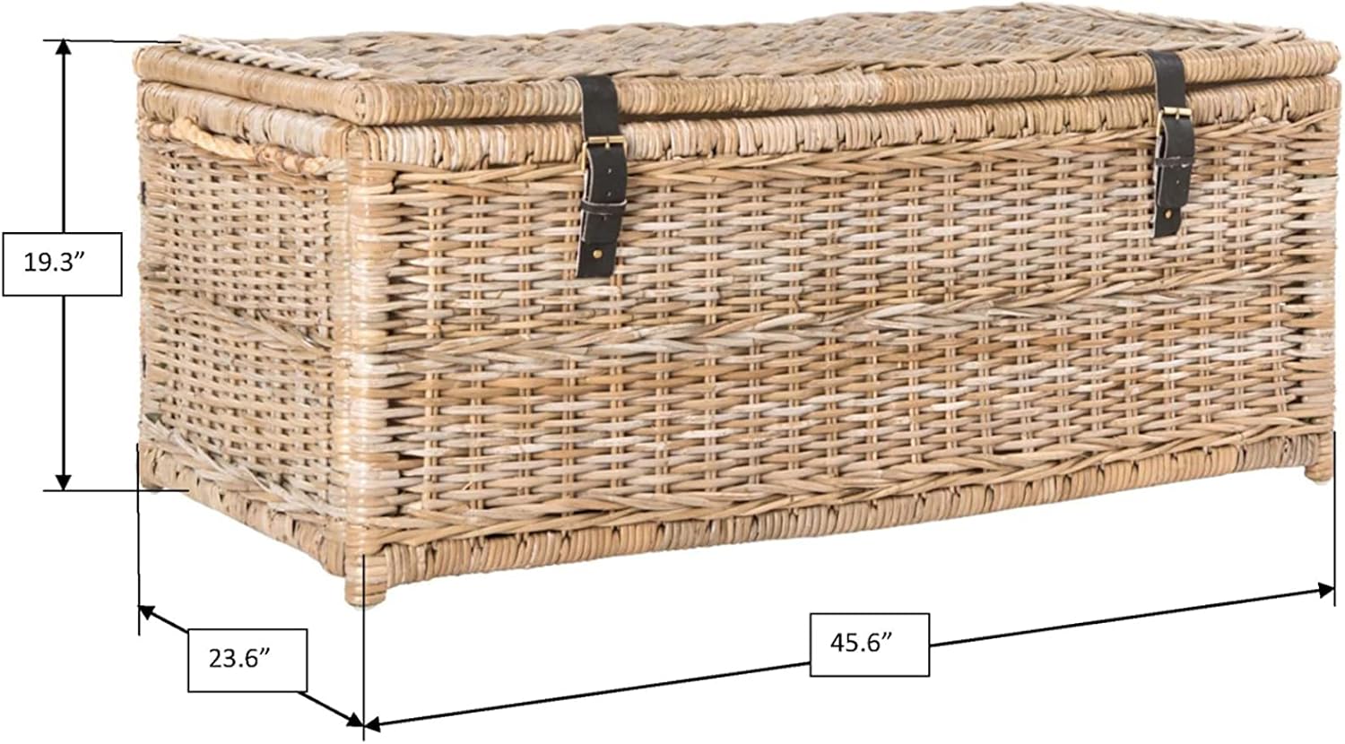 happimess HPM9000C Caden 46" Wicker Storage Trunk, Collapsible for flat storage, Rattan-Kubusoft Gray, Coastal for Office, Dorm Room-LivingRoom, Bedroom, Dining Room, Natural