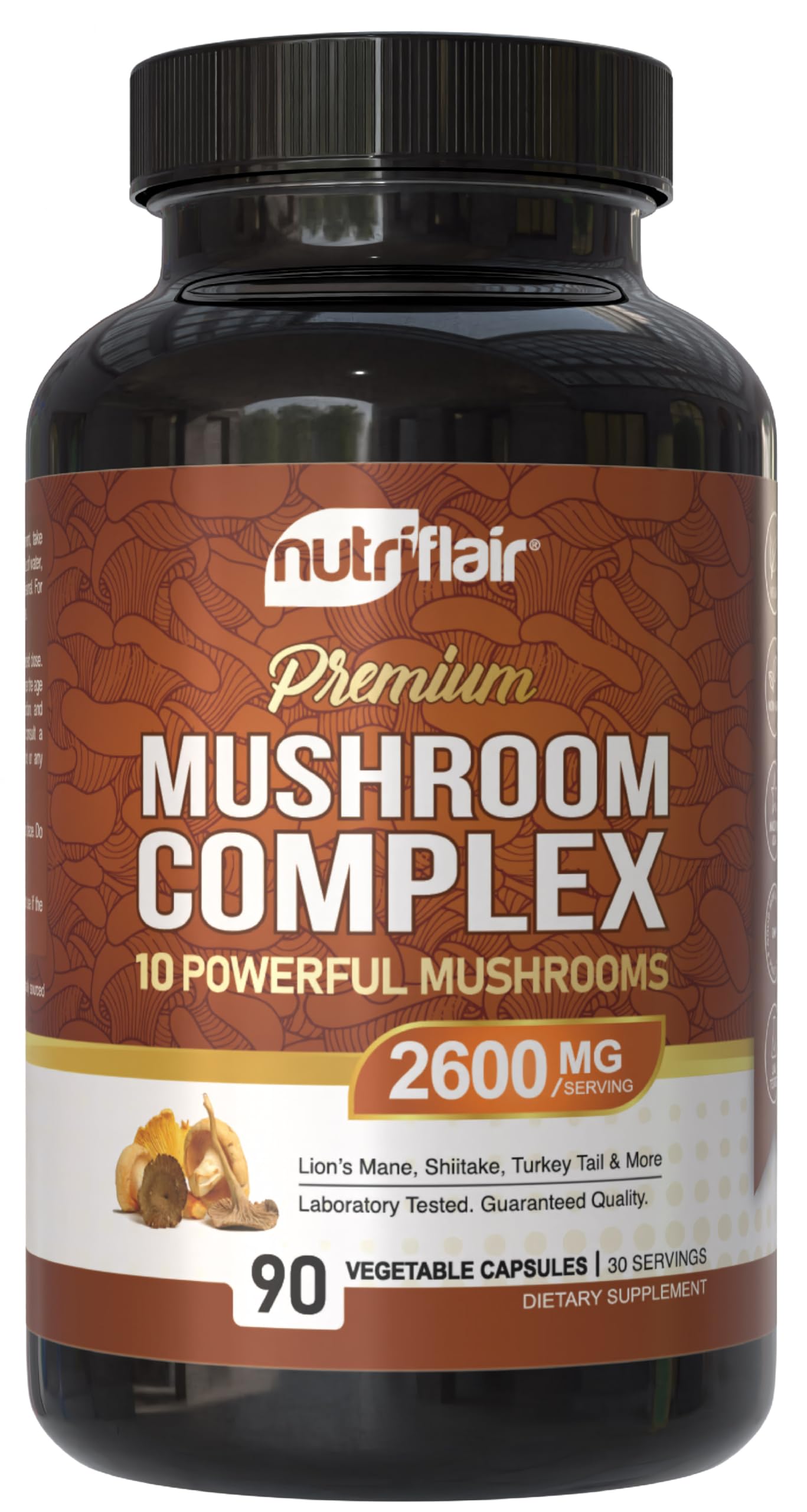 NutriFlairVisit the Store 10 Organic Mushroom Supplement 90 Capsules (2600mg)
