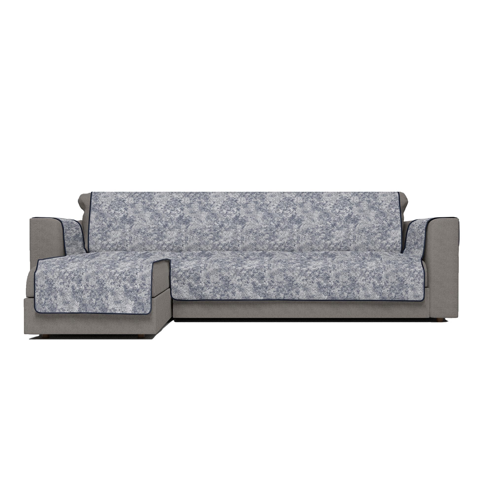 Glamour Non-Slip Sofa Cover, Made in Italy, Left Peninsula Dark Blue 190 cm