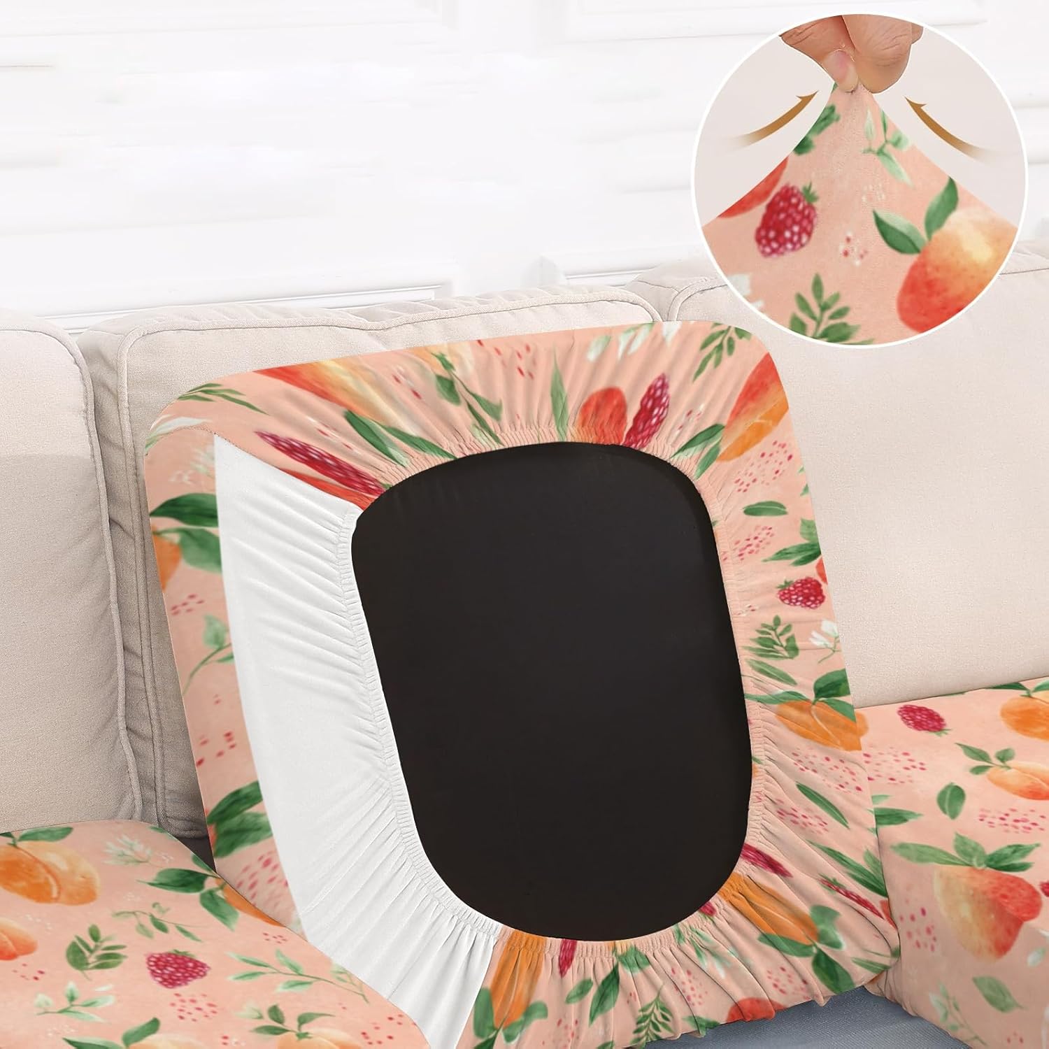 Watercolor Fruit Vibe Art Loveseat Covers Couch Covers for 2 Cushion Couch, 2-Piece Stretch Sofa Slipcovers Anti-Slip Washable Furniture Protectors for Dogs Pets