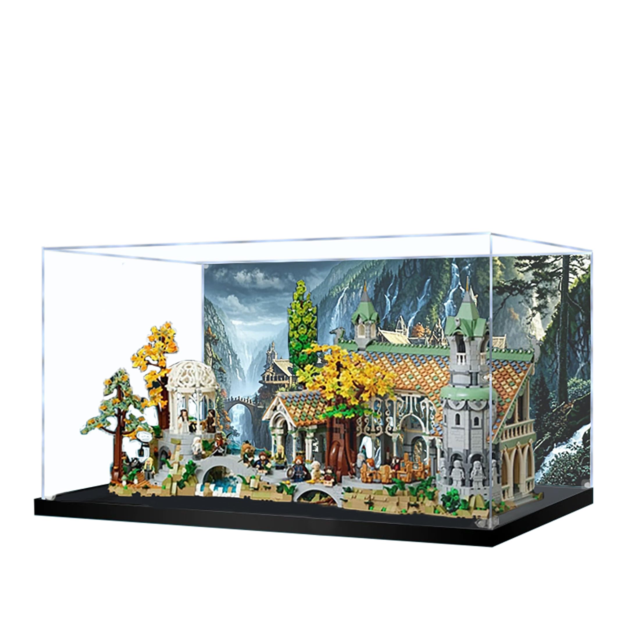 Hytnfpu Clear Acrylic Display Case For Lego 10316 Lord Of The Rings Rivendell Castle Building Set, Dustproof Transparent Box - Only Display Case, Display Box Compatible With Lego 10316 (Back Spray 3Mm)