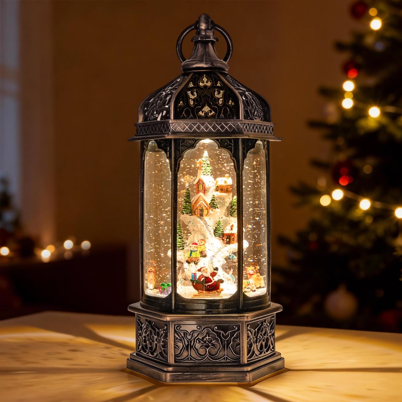 Amazon.co.jp: クリスマス スノードーム 音楽付き 6時間タイマー 円筒