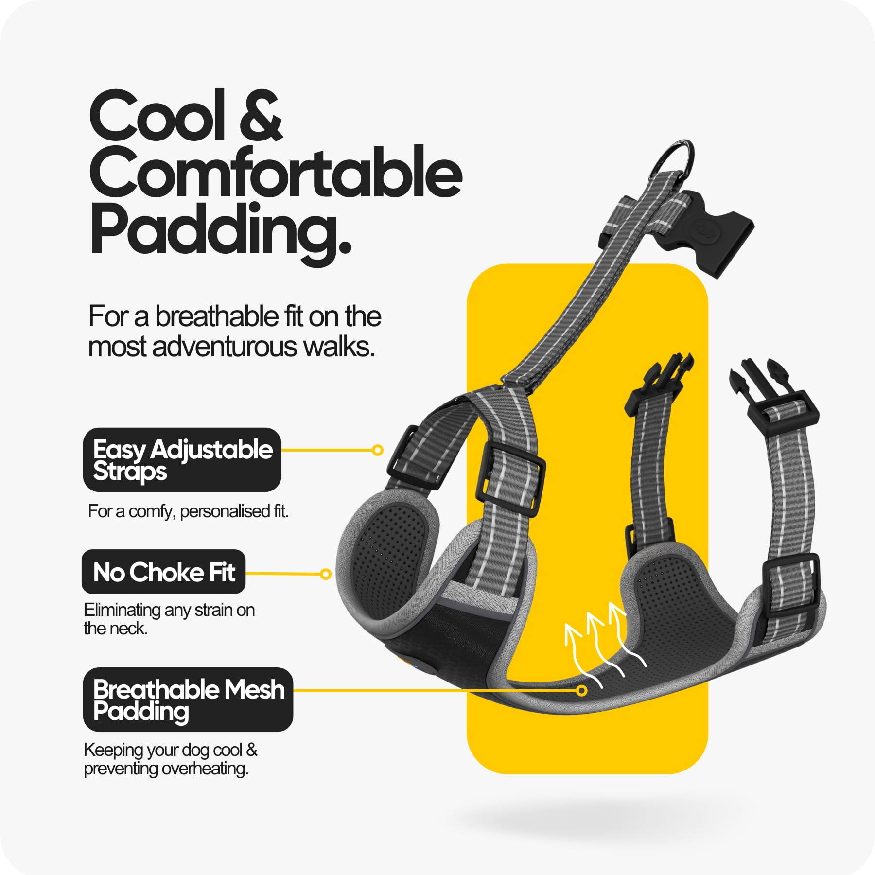 Dawn Dog XL Dog Harness with Secure Locking Clip | Soft & Padded Y Shaped Design with Anti Choke Fit | Extra Reflective for Greater Visibility & Safety | Escape Proof, Adjustable, Lightweight - Image 3