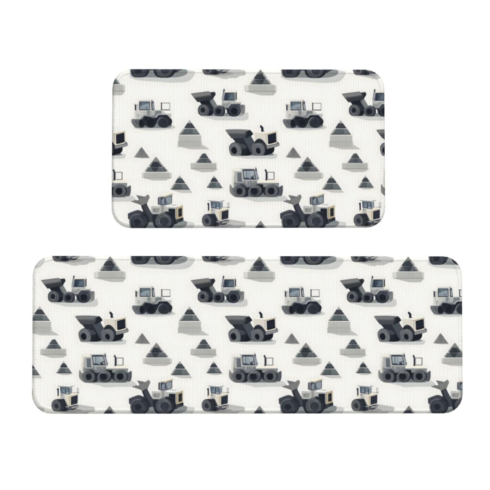 GVYGVY Antifatigue Kitchen Mats for Floor 2 Piece - Vintage Excavator Print Kitchen Rugs Washable, Non Slip Runner Rug Standing Mat for Office/Bathroom/Laundry/Home Decor and Accessories
