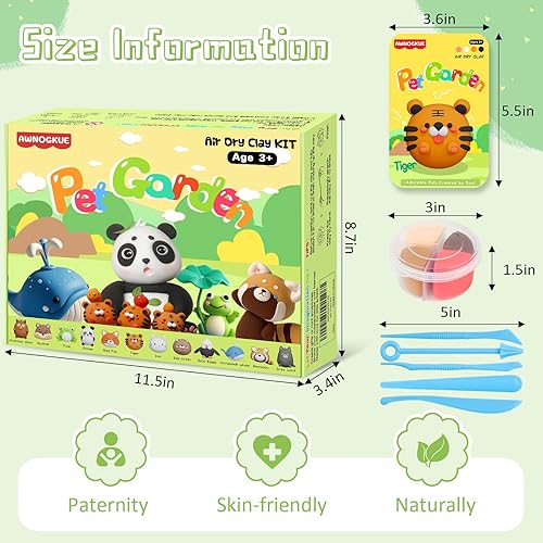 Miniatura 4 de Arcilla seca al aire para niños, kit de arcilla para modelar 12 cajas con 5 herramientas de escultura, modelo de arcilla mágica segura no tóxica,