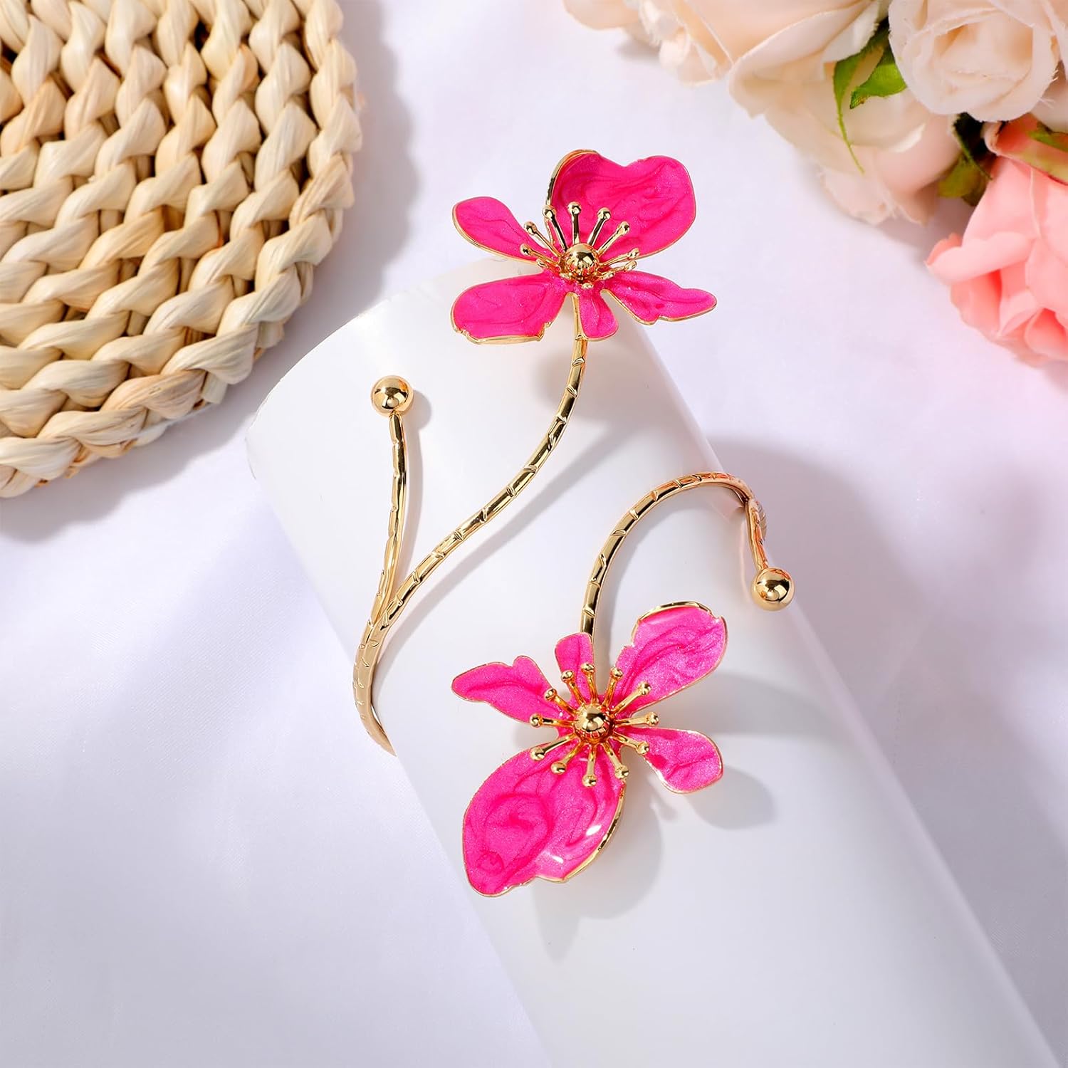 Arm Cuff Bracelet, Adjustable Flower Upper Arm Cuff Bangle Bracelet Stylish Boho Jewelry Accessory for Women - Image 4