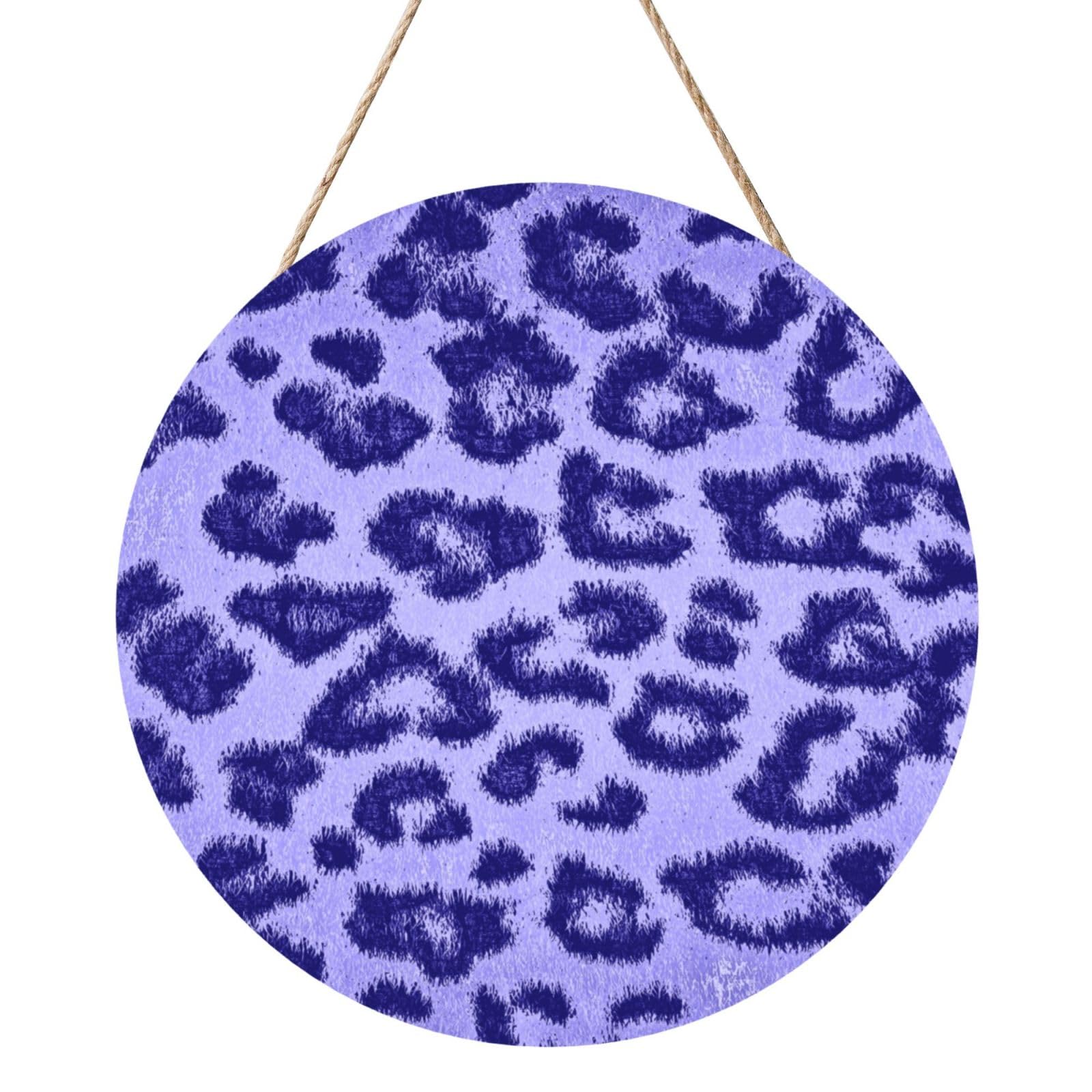 InOmak Purple Leopard Print Skin Fur, Round Wood Panel Painting 12 in, Wall Hanging Painting For Home