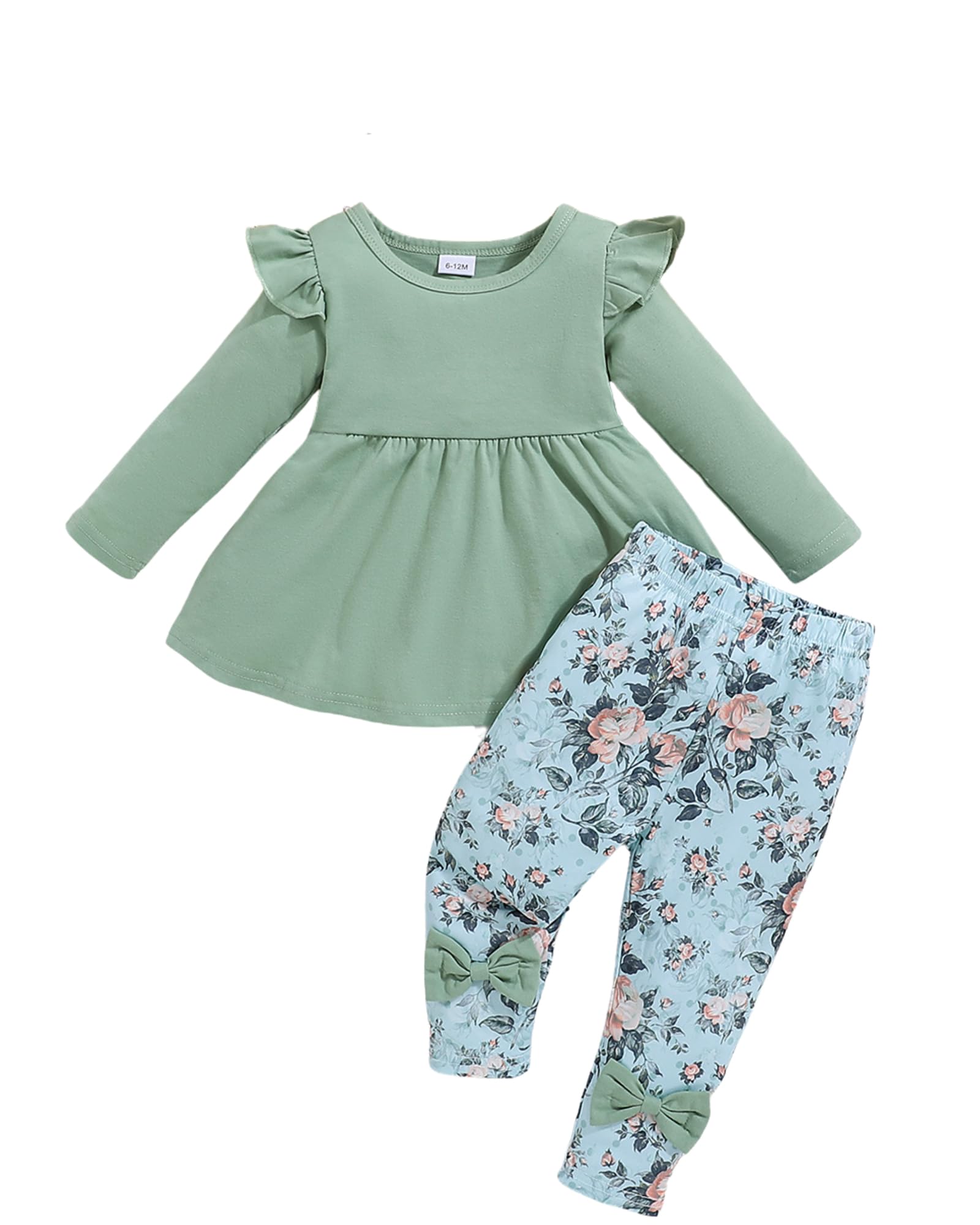 Weebaby Baby Girl Clothes Infant Toddler Girl Clothing Ruffle Shirt High Low Top Floral Allover Pant Little Girls Clothes