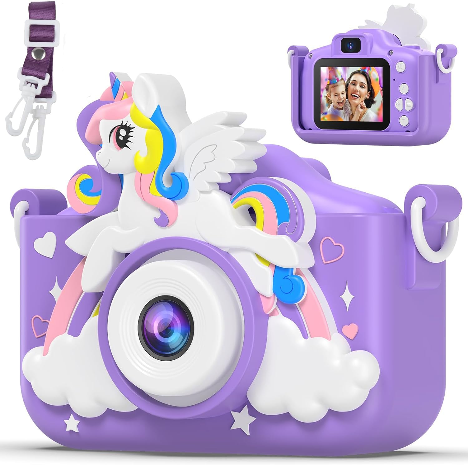 EXILOM Unicorn 32 GB Camera For Girls Boys With Cartoon Silicone Cover,Digital Mini Toddler Camera Toys For 3-12 Year Old Kids Birthday Chirstmas Gifts - 1080P And Selfie Camera,Video Recording,40MP (B0CYQBT2ZW) Amazon Price History, Amazon Price Tracker