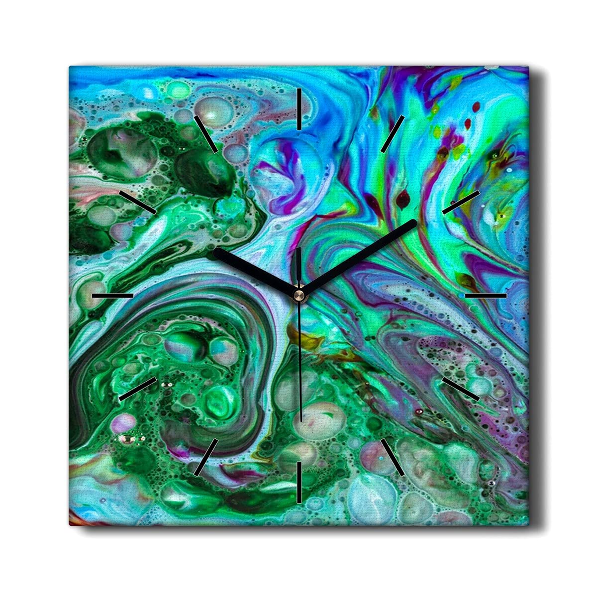 Horloge sur Toile Coloray 30x30cm pour un salon zen decoration bulles d'air silencieuse