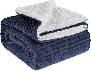 EMME Baby Blanket Fuzzy Sherpa Fleece Blanket Soft Reversible Warm Receiving Blankets for Toddler, Infant, Boys and Girls Gift Reversible Cozy Blanket for Crib, Stroller, Nap, Outdoor (Navy, 30"x40")