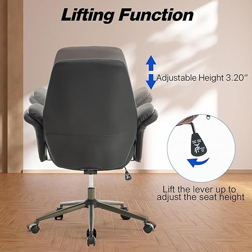 Miniatura 4 de Silla ergonómica de oficina en casa, silla de escritorio ejecutiva de soporte lumbar, silla de computadora de altura ajustable con función de