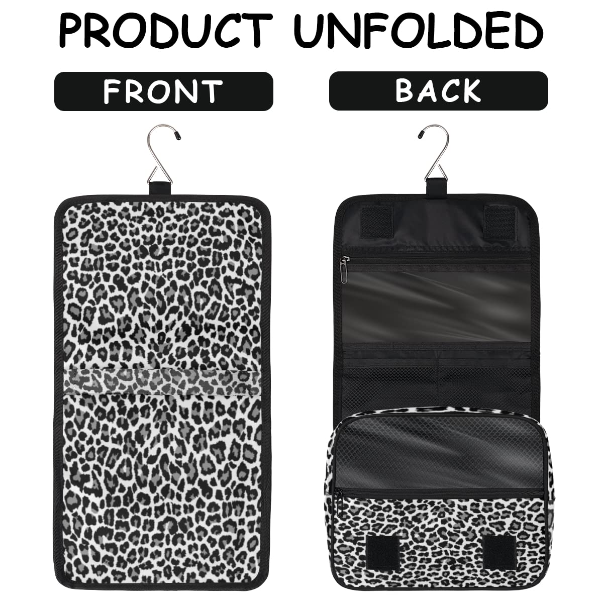 Podróżna kosmetyczka w panterkę czarna lampart nadruk torba do mycia torebka unisex wiszące przybory toaletowe organizer na kosmetyki, wielobarwny, Jeden rozmiar
