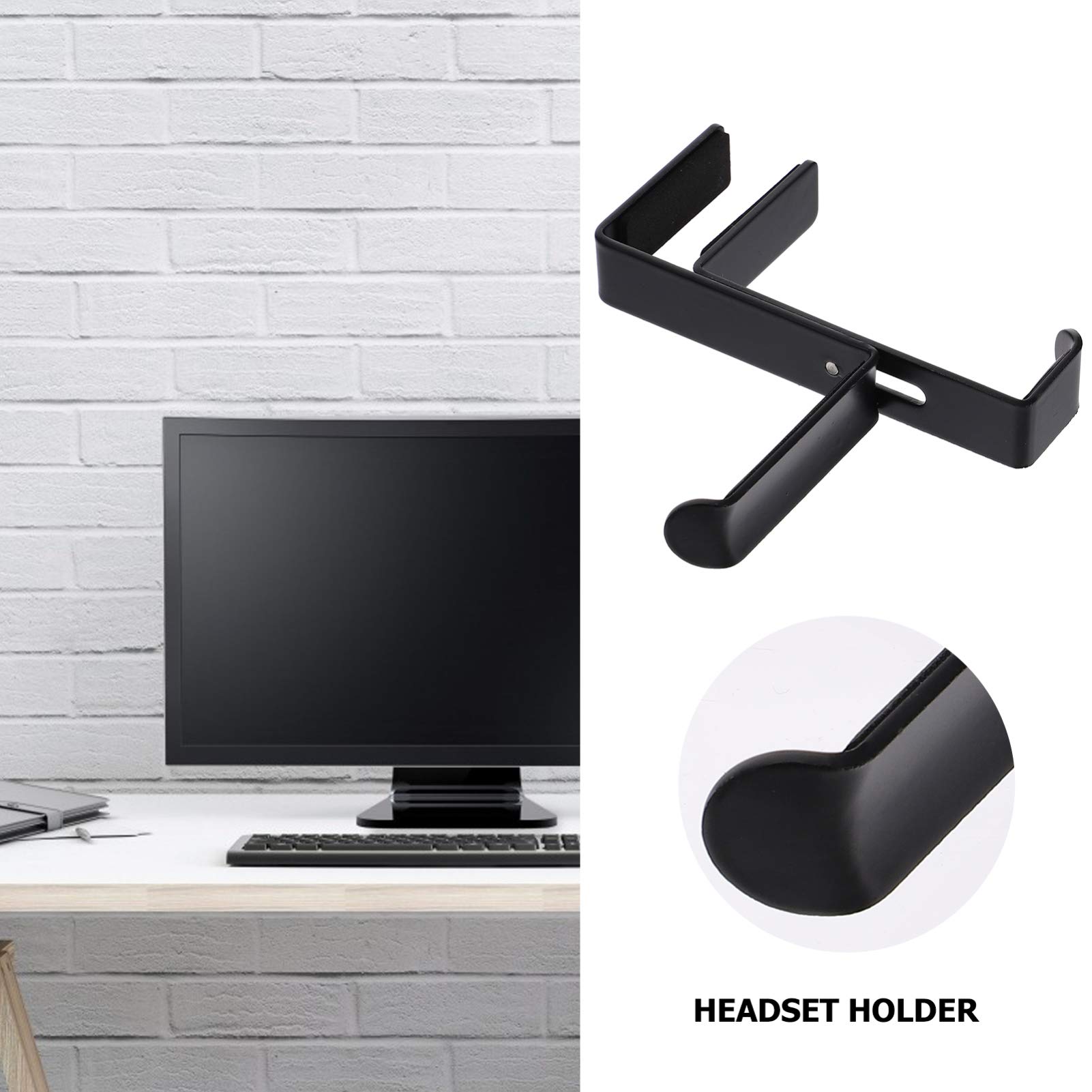 Uonlytech 3pezzi Supporto Regolabile Per Cuffie Da Scrivania Gancio Metallo Con Rivestimento Pu Per Protezione Compatibile Con Diversi Desktop e Design Ergonomico Per Cuffie e Microfoni