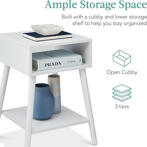 Miniatura 10 de Best Choice Products Mid-Century - Juego de 2 mesas auxiliares modernas para sala de estar, estudio, sala de estar, ahorro de espacio con