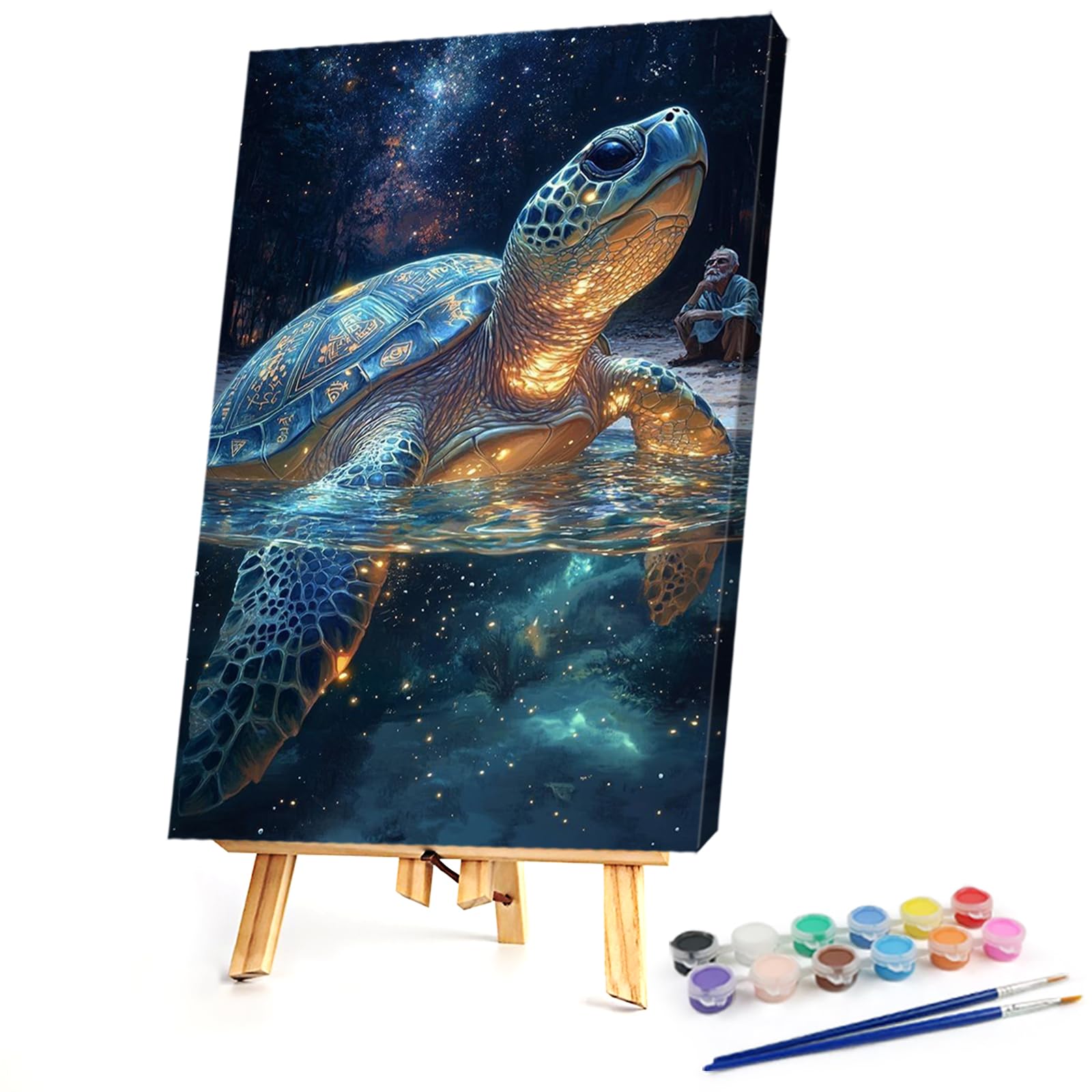 Poetrydraw Cosmic Sea Turtle Diy Paint By Numbers Kit 17.72X25.59in Canvas Oil Painting For Beginners & Adults Gift Wall Decor (Cosmic Sea Turtle)