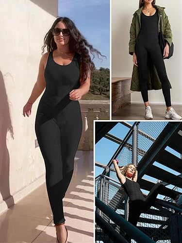 Miniatura 2 de Kepblom Overol de una pieza para mujer, sin mangas, con control de abdomen, de elastano, para yoga, entrenamiento