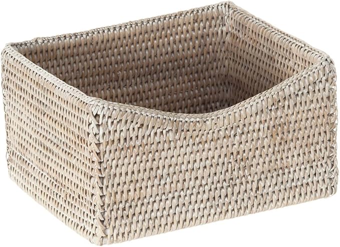 KOUBOO La Jolla Rattan Organizing & Shelf Basket White Wash 24x20x14cm