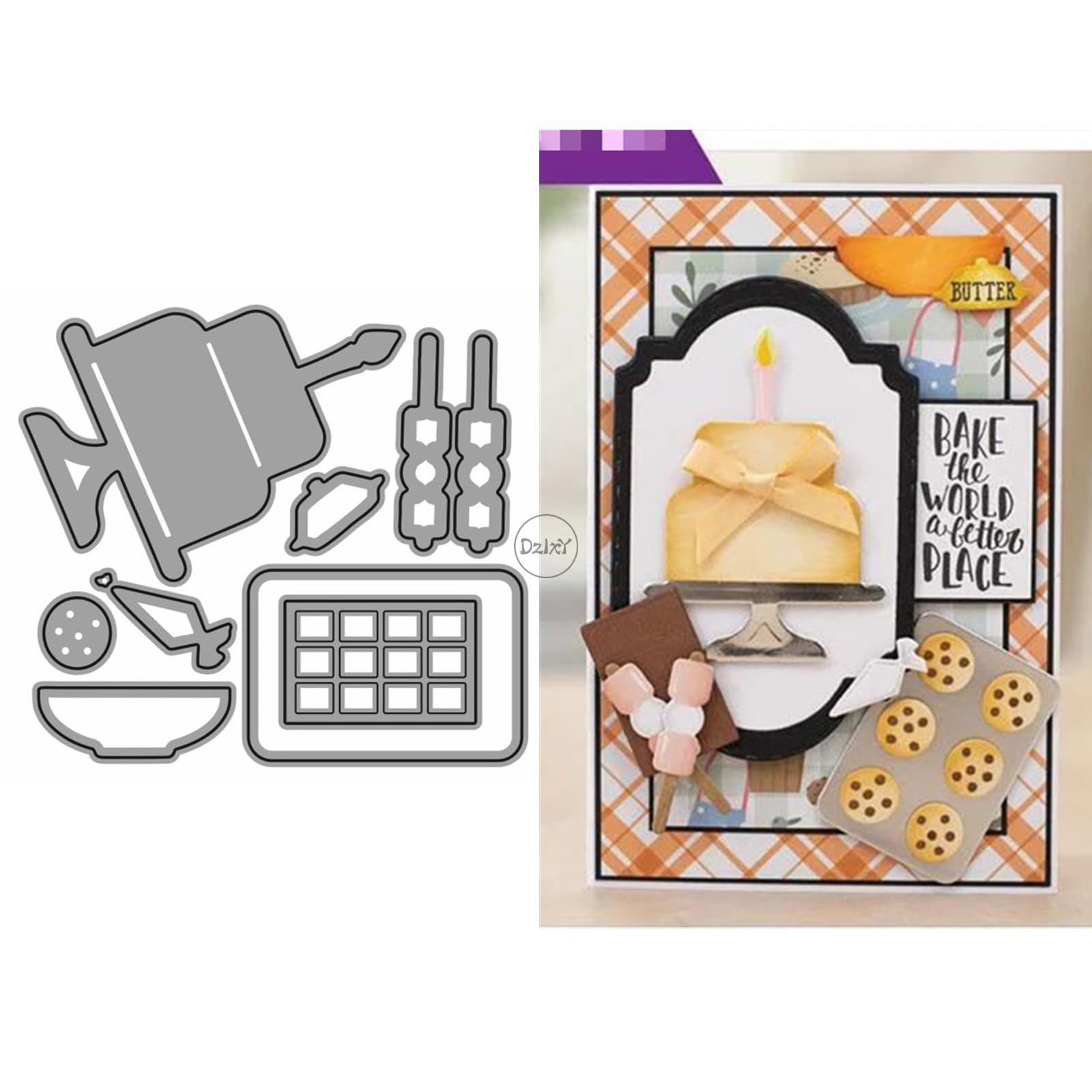 DzIxY Patchwork Birthday Cake Metal Cutting Dies for Card Making Kit Embossing Paper Die Cuts Set Scrapbook Stencils Supplies Machine Templates — image 1