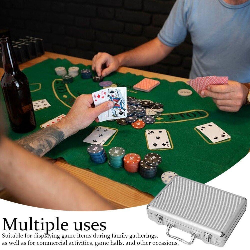 Aufbewahrungskoffer, Aluminiumlegierung, 200 Typ Chip, Poker, Würfel, Aufbewahrungskoffer, Leerer Chip-Koffer Schloss, Kartenbox Griff