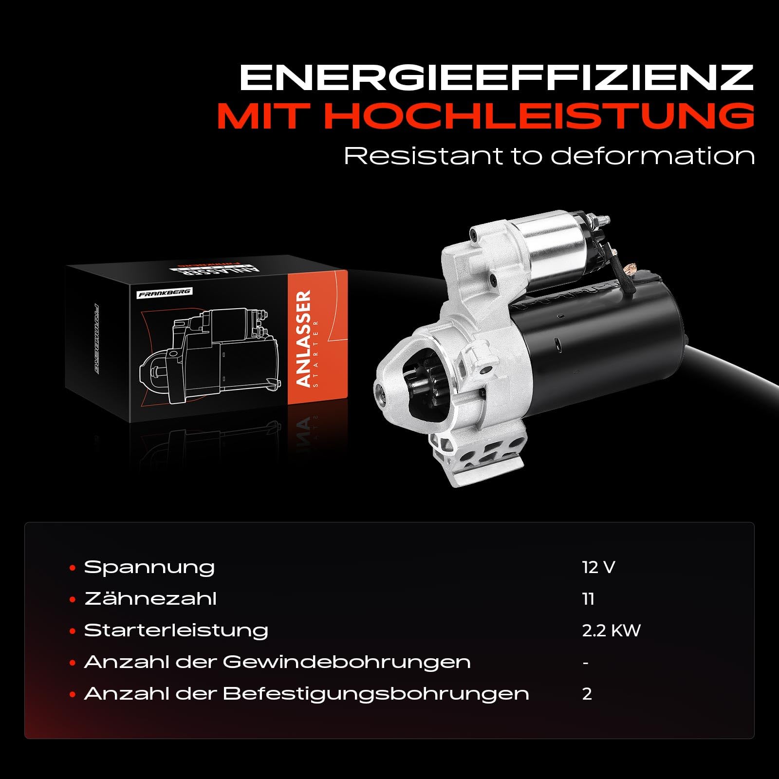 Frankberg Motor De Arranque Compatible Con 3 BK 2.0L 2003-2009 5 CR19 1.8L