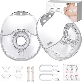 Milchpumpe Elektrische Doppelmilchpumpe Freihändig Leise Abpumpen 4 Modi & 12 Saugstufen, 210ml Electric Breast Pump mit USB-Aufladung 19mm/21mm/24mm Komfortabler Flansch für Büro Reisen (Weiß)