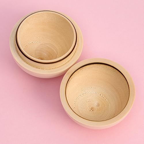 Miniatura 6 de Suministros rústicos de madera, 10 esferas de madera huecas, 2.4 pulgadas, decoración de madera sin terminar, esferas de madera para creaciones