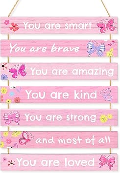Beinou Girls Room Decor Colorful Inspirational Wall Decor Room Decor for Teen Girls Durable Kids for Nursery Playroom Bedroom, Pink Butterfly
