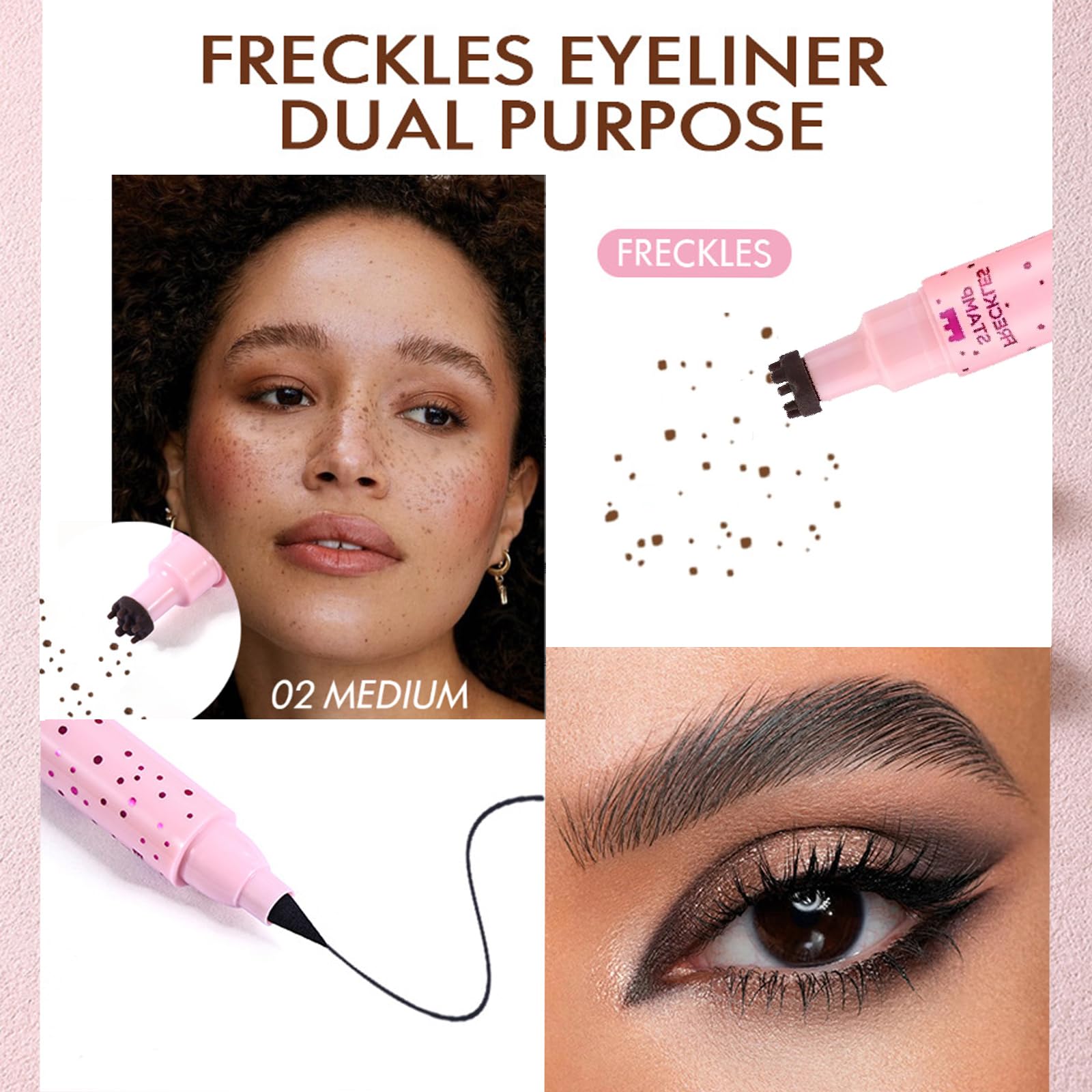 Medium Brown 2-in-1 Freckle Stamp & Liquid Eyeliner Pen - Image 3