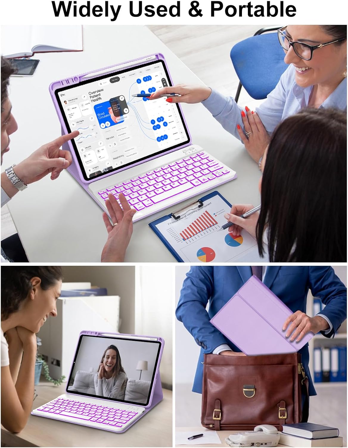 Keyboard Case for Xiaomi Pad 8/8 Pro/7/7 Pro 11.2 Inch Case with Backlit Keyboard, Detachable Keypad for Mi Pad 7 Case with 7-Color Backlight, Pen Slot, Folio Cover for Mi Pad8/8 Pro 2026, Purple