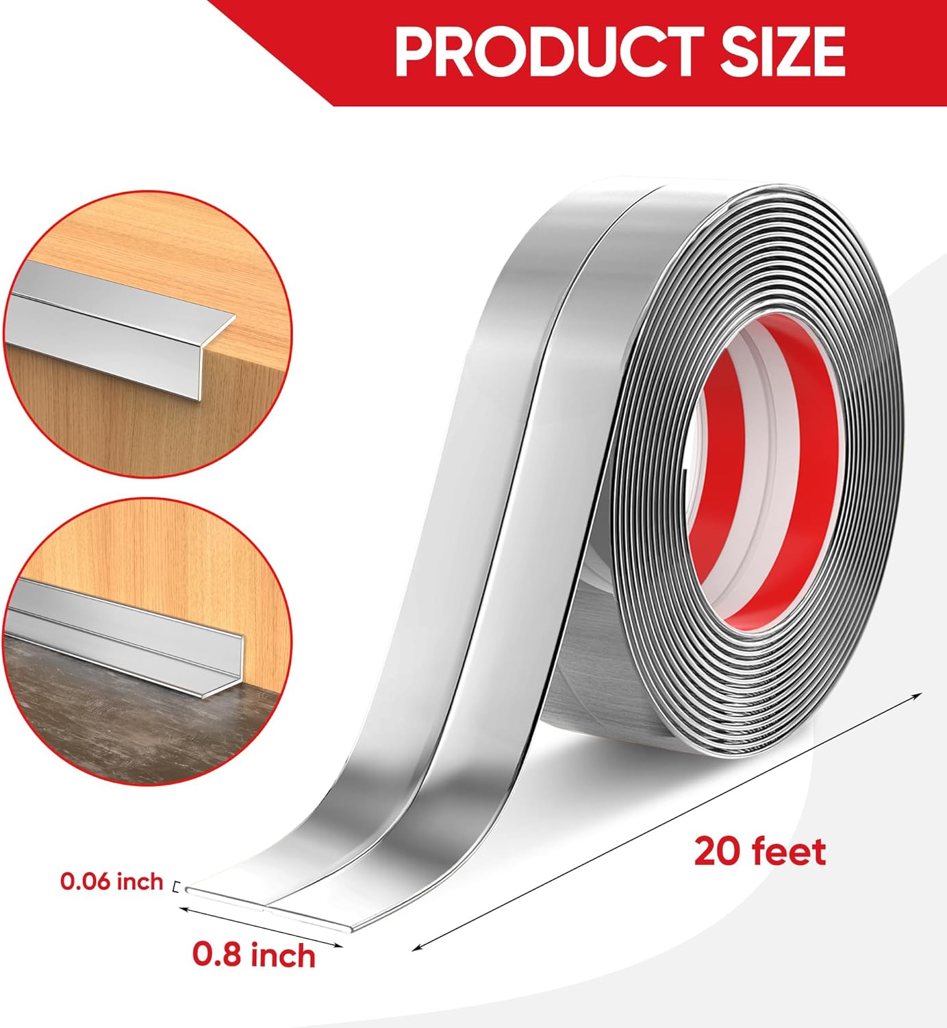 Wall Corner Protector Peel and Stick Wall Molding Trim Flexible Self Adhesive Inside & Outside Wall Corner Guards Molding Trim for Wall Edge Corner Ceiling, 0.8 in x 20 Ft, Silver - Image 7