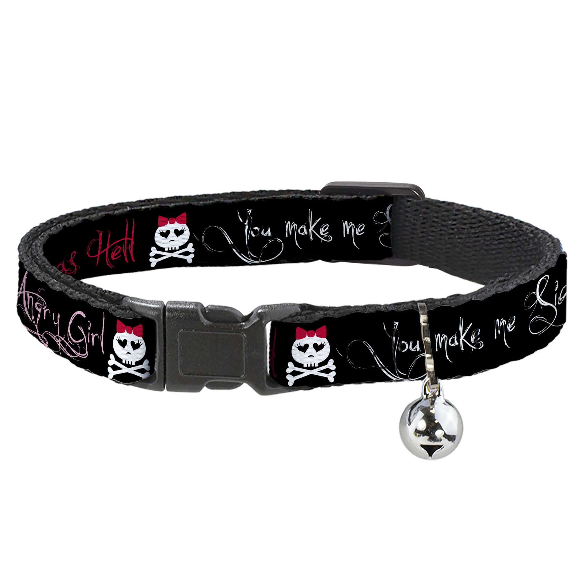 Collar para gato anti asfixia ajustable estilo Angry Girl con cierre breakaway 1