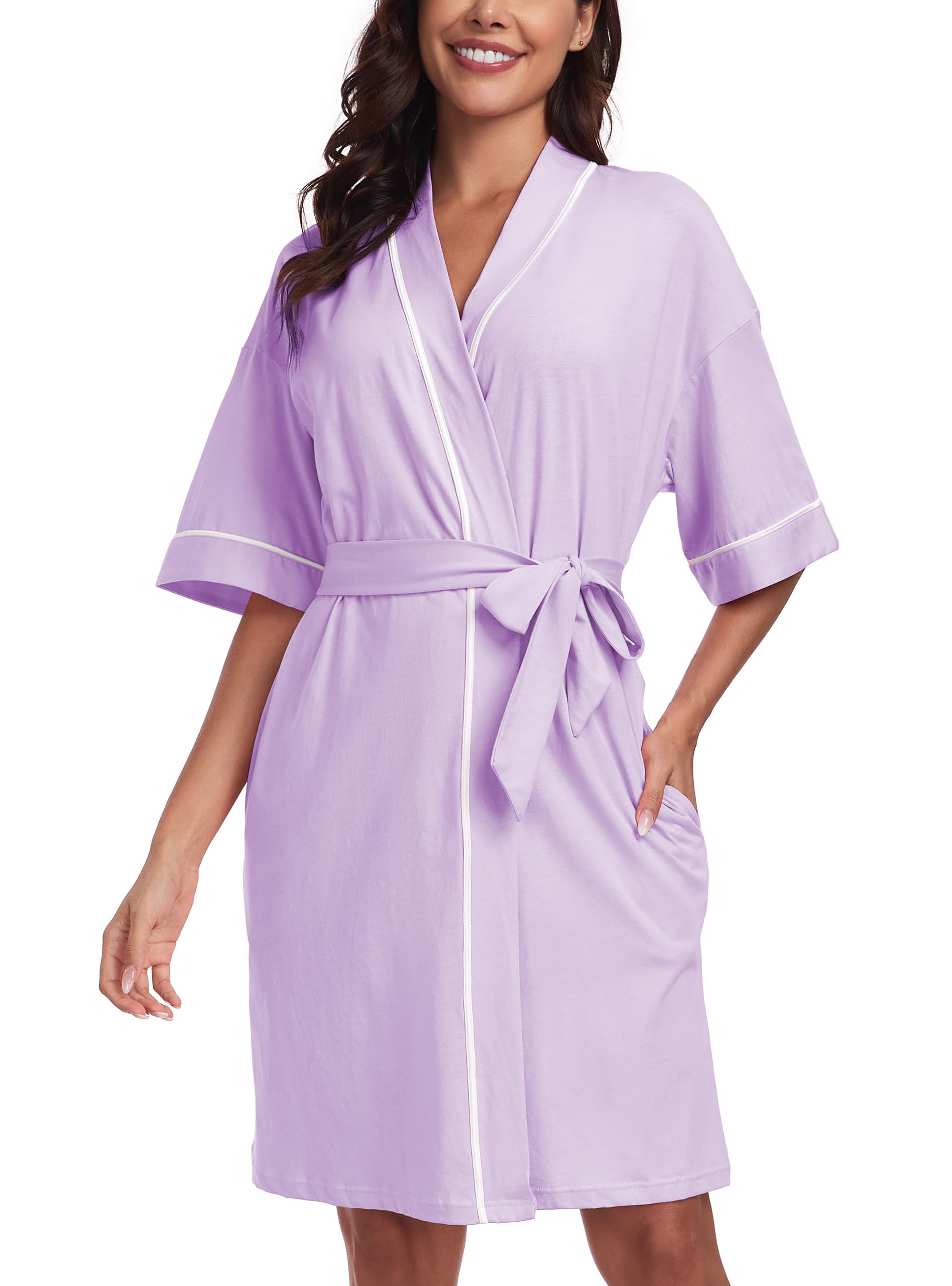 EA'S SECRET Robes for Women Summer Lightweight Bathrobe Bamboo Short Kimono Robe Soft Spa Bath robe Sleepwear for Ladies