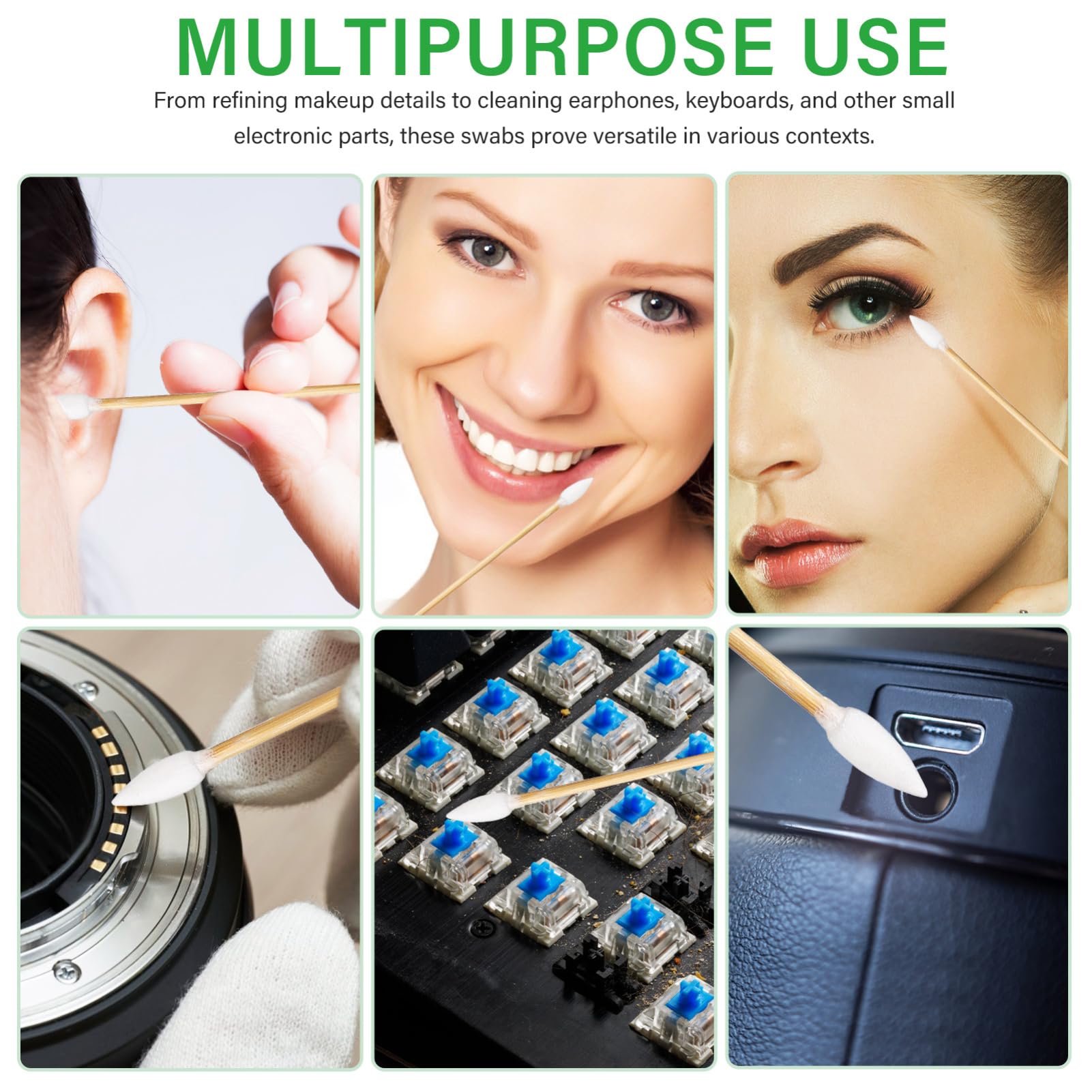 5 Series Bastoncillos De Algodón De Precisión Hisopos Eliminación Baño Palos Aplicadores De Maquillaje Herramientas De Limpieza De Auriculares Madera 500 Piezas X 5