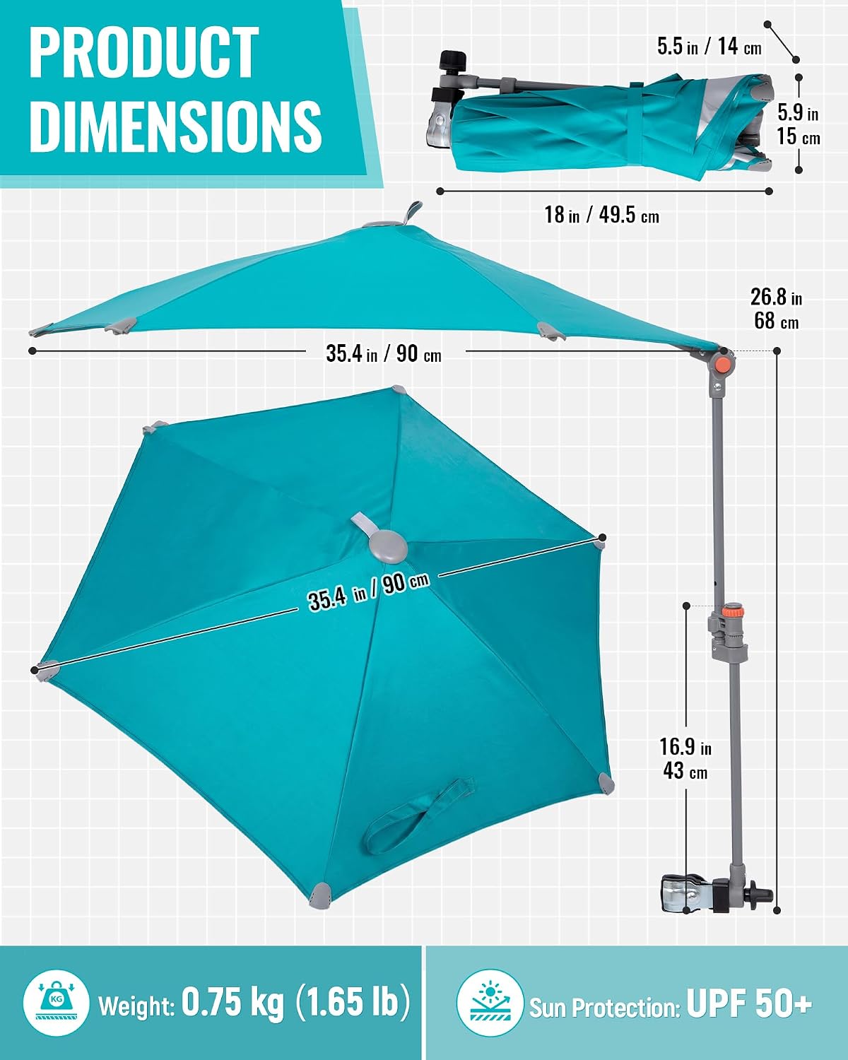 KingCamp Low Beach Chair with Clamp-On Umbrella, UPF 50+ Floating Shade, 360° Adjustable Sun Protection, Portable Folding Chair with Carry Bag for Beach, Camping, Fishing & Outdoor Events image 3