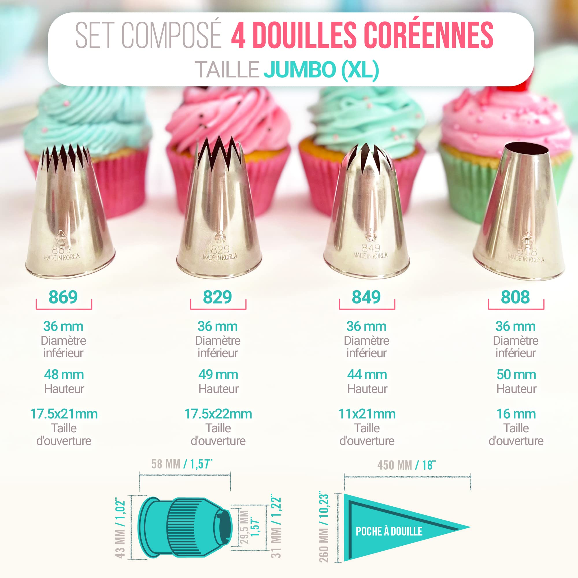 Kit Pâtisserie Professionnel CukkiCakes 12pièces - Douilles Écriture Et Dessin - Made In Korea & Japan
