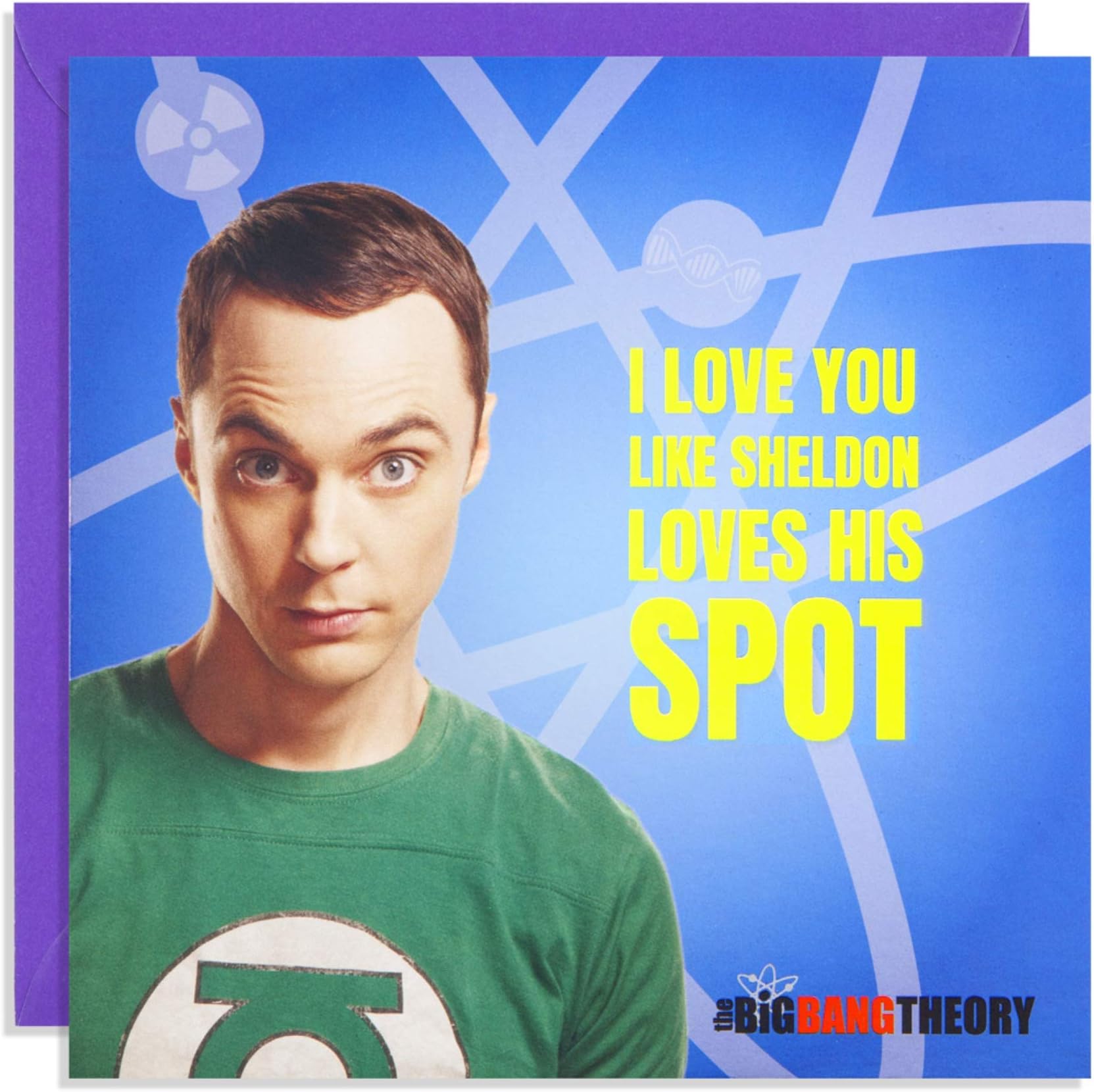 Cardology - The Big Bang Theory Card - I Love You Like Sheldon Loves His Spot Birthday Card, Anniversary or Valentines Day Card | Officially Licensed